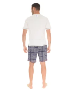 PYJAMA COURT ECRU MEGA-NEWS -Boutique pour femmes pyjama court col tunisien mega news 1