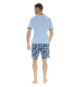 PYJAMA COURT BLEU NIL -Boutique pour femmes pyjama court col tunisien nil 1