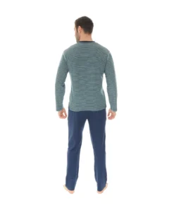 PYJAMA. BLEU SAHEL 3 PYJAMA. BLEU SAHEL -Boutique pour femmes pyjama long col v sahel 1