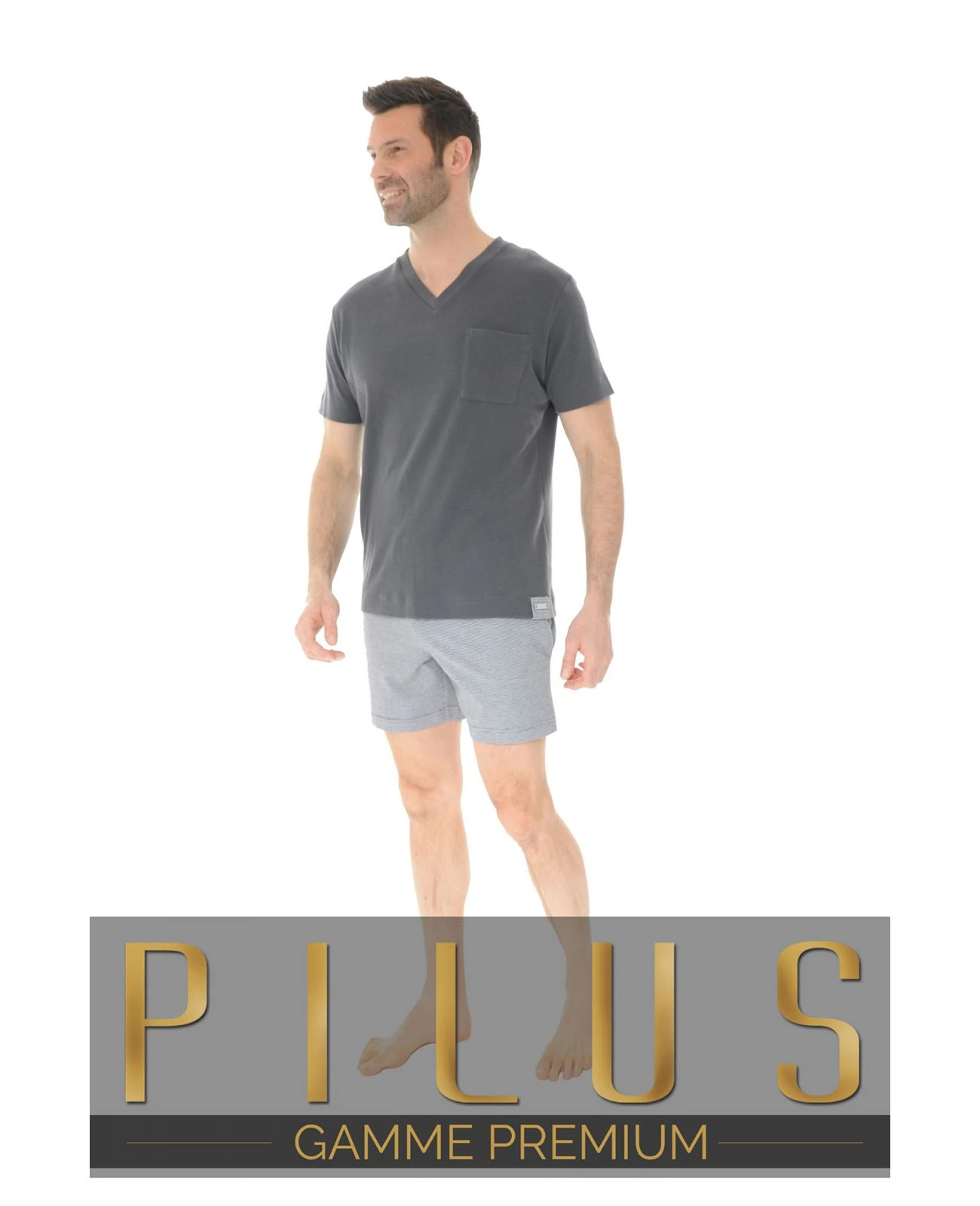 PYJAMA COURT GRIS UBALDIN 1 PYJAMA COURT GRIS UBALDIN