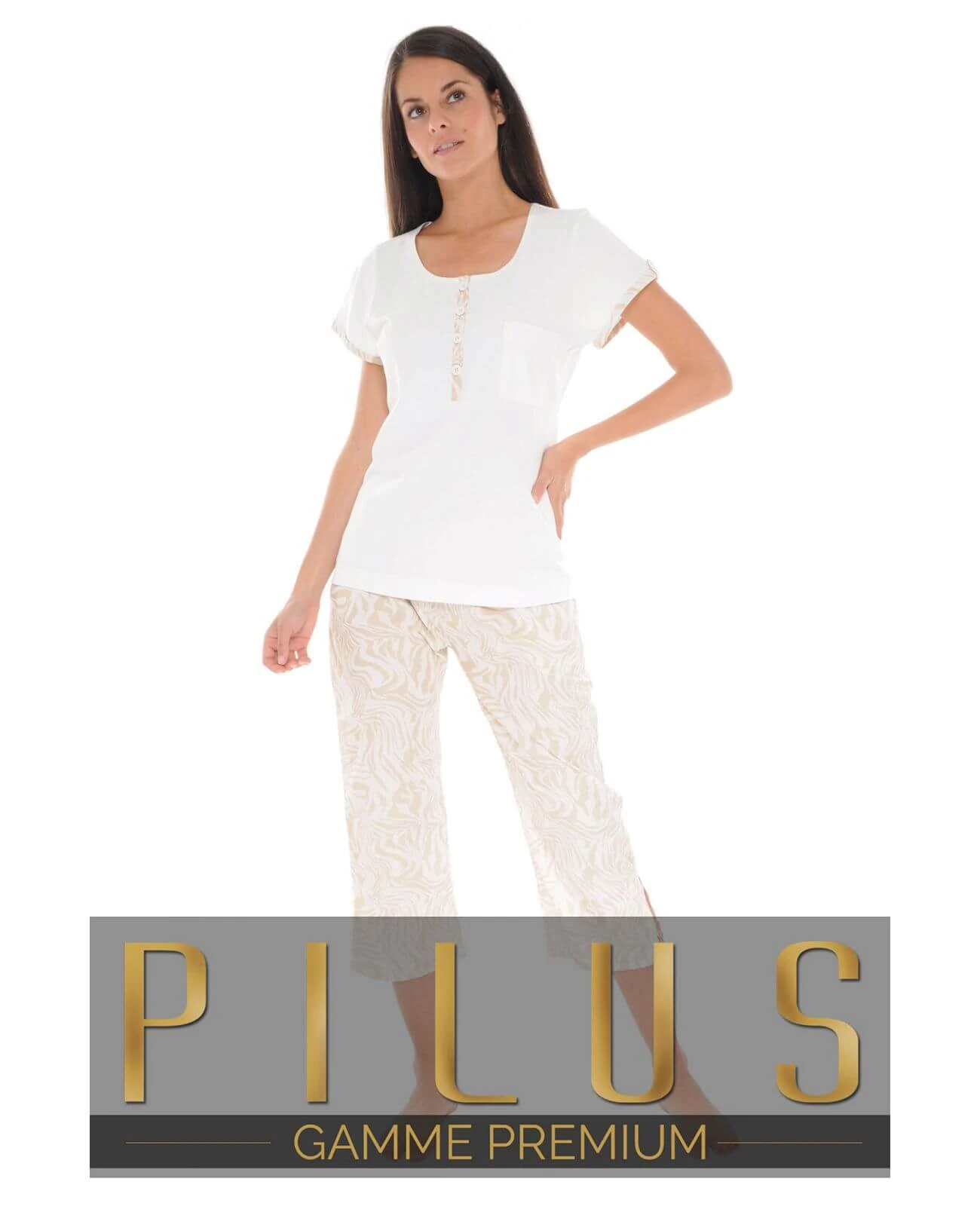 PYJAMA COURT ECRU YLEANA 1 PYJAMA COURT ECRU YLEANA